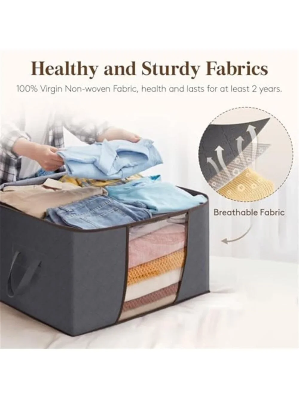 6 Pack Clothes Storage Bins with Lids, Foldable Blanket Storage Bags 60 L